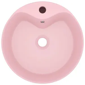 Luxury Wash Basin with Overflow Matt Pink 36x13 cm Ceramic