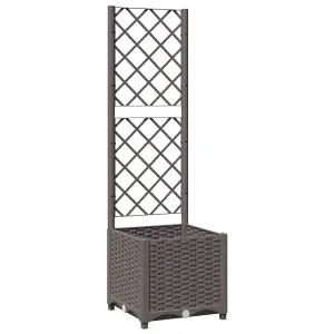 Berkfield Garden Planter with Trellis Brown 40x40x136 cm PP