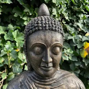 Timeless Zen Large Antique Bronze Meditating Buddha Garden Ornament