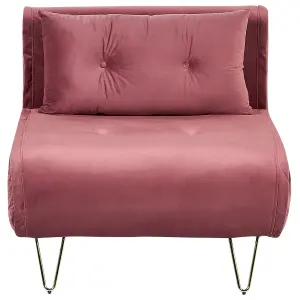 Beliani Glam Sofa Bed VESTFOLD Pink Velvet