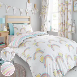 Happy Linen Company Rainbows Stripes Duvet Cover Set Double Bedding Set