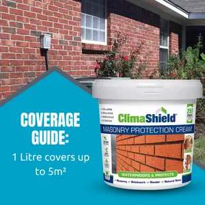 Brick Waterproofer and Brick Damp Proofer, Masonry Cream, (ClimaShield), Brick Sealer, Breathable, Premium 25-Years Protection, 3L