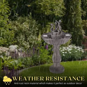 Bronze Effect Table Water Feature Fountain for Garden Freestanding Tipping Pail Cascade Patio Lawn Centrepiece