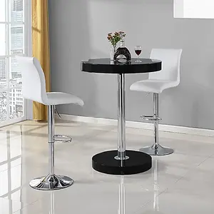 Furniture In Fashion Havana Bar Table In Black With 2 Ripple White Bar Stools