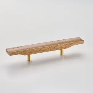 Solid Oak & Brass Handle - Swinford 200mm Clear Lacquer