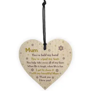 Mum Gift For Mothers Day Birthday Wooden Heart Gift From Daughter Son Keepsake