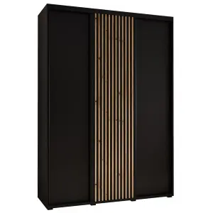 Sleek Sapporo Sliding Door Wardrobe 180cm - Black Matt (H)2050mm x (W)1800mm x (D)600mm"