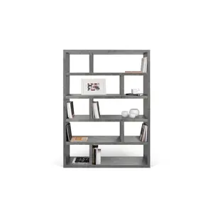 Jago 173cm H x 120cm W Geometric Bookcase Concrete/Black