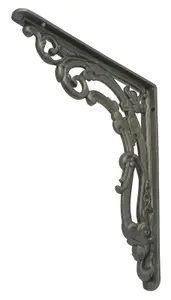 Castelion Single Medium Cast Iron Victorian Scroll Leaf Shelf Bracket