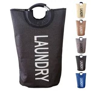 40L Black Collapsible Laundry Hamper with Padded Handles Foldable Laundry Basket