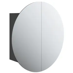 Berkfield Bathroom Cabinet with Round Mirror&LED Black 40x40x17.5 cm