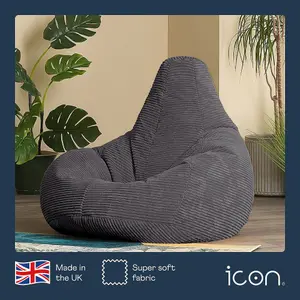 icon™ Large Bean Bag Chair Adult - Dalton, Dark Grey