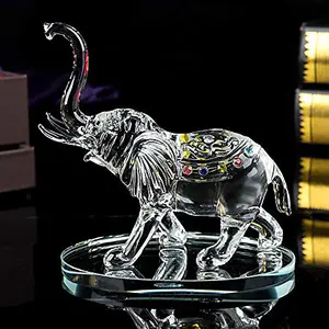 London Boutique Decorative Crystal Glass Animal Elephant Ornament Figurines Giftware Present Mother Child (Single)