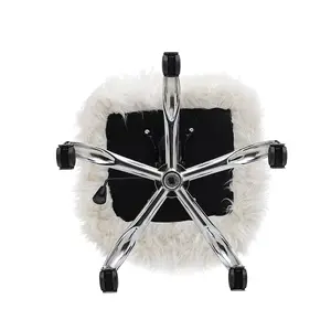 White Modern Fluffy Faux Fur Office Ergonomic Chair Height Adjustable