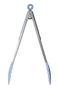 Maison by Premier Zing Light Blue Silicone And Stainless Steel Tongs