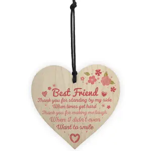 Red Ocean Thank You Friendship Sign Best Friend Plaque Gift Shabby Chic Wooden Hanging Heart Plaque