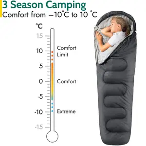 Mummy Sleeping Bag 3 Season Waterproof Adult Single Outdoor Camping Charcoal Trail