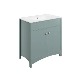 Exbury Sea Green Ash Freestanding Vanity unit & basin set (W)810mm (H)835mm