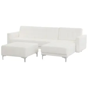 Sofa with Ottoman ABERDEEN White Faux Leather Left Hand