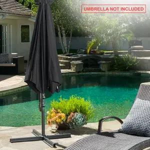 Parasol Base Umbrella Patio Garden Heavy Duty Metal Stand Holder Cross Frame