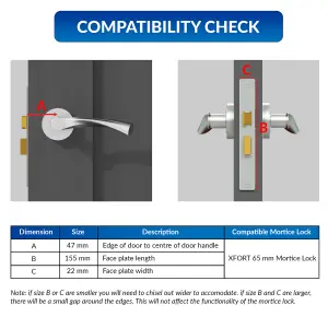 XFORT Satin Chrome Bathroom Lock 65mm