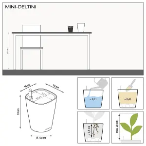 LECHUZA MINI DELTINI Scarlet Red High-Gloss Table Self-watering Planter with Substrate and Water Level Indicator D10 H13 cm, 0.4L