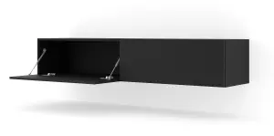 Sleek BINGO Wall-Mounted TV Cabinet in Black Matt - 1600mm x 400mm x 300mm