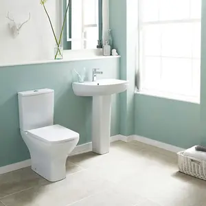 Dezine Cubo Rimless Close Coupled Toilet with Soft Close Seat