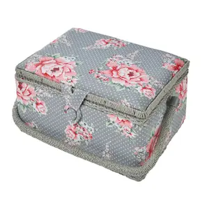 Hobby Gift MRM/190 - Beautiful Bloom Print Med Sewing Basket - 18.5x26x15cm