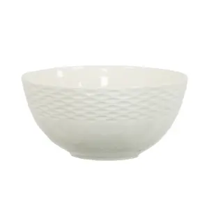 simpa 6PC Porcelain White Vintage Bowl Set.