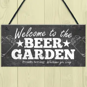 Red Ocean Welcome Sign Garden Signs Hanging Wall Pub Garden Plaques Friendship Gifts