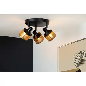 Lucide Rafa Classic Ceiling Spotlight 35cm - 3xE14 - Black