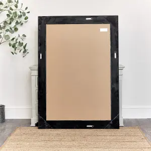 Melody Maison Large Black Antique Glass Framed Wall Mirror - 140cm x 100cm