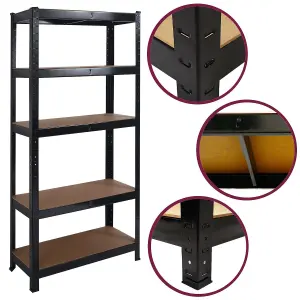 House Of Home Boltless 5 Tier Shelving Racking Heavy Duty Steel Shelf Unit Shed Garage Black