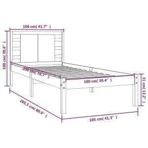 Berkfield Bed Frame White Solid Wood Pine 100x200 cm