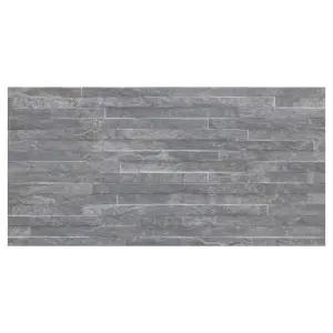 Shaded slate Anthracite Matt Split Face Porcelain Indoor Wall Tile, Pack of 6, (L)300mm (W)600mm