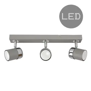 ValueLights Rosie Cement Ceiling Bar Spotlight and GU10 Spotlight LED 5W Warm White 3000K Bulbs