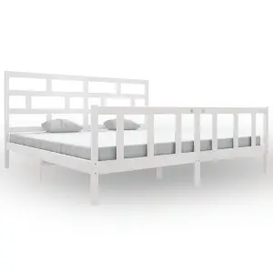 Berkfield Bed Frame White Solid Wood Pine 200x200 cm