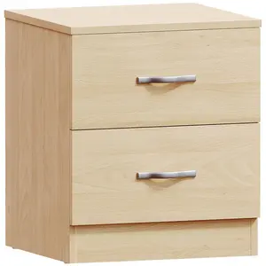 Maybery 2 Drawer Bedside Table, Bedroom Storage Cabinet Pine