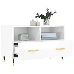 Berkfield TV Cabinet High Gloss White 80x36x50 cm Engineered Wood