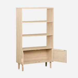 sweeek. Woven rattan bookcase with storage cupboard Camargue Natural 80x30x140 cm