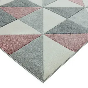 Pink Geometric Modern Easy to clean Rug for Dining Room-120cm X 170cm