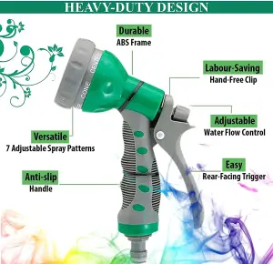 7 Dial Spray Gun  For Garden Hoses Sprays 7 Different Functions Of Patterns Soft Grip Handle