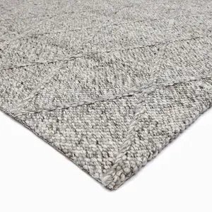 Grey Modern Luxurious Handmade  Geometric Easy to Clean Rug For Bedroom LivingRoom and Dining Room -200cm X 300cm