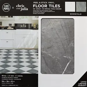 Floor Pops Bonneville Marble Self Adhesive Vinyl Floor Tiles Pack of 10 (0.93sqm)