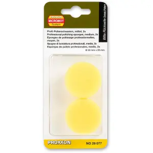 PROXXON Medium Yellow Polishing Sponges - (Pkt 2)