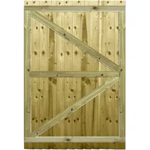 Premier Garden Supplies Pedestrian Gate 180cm (6ft) High x 120cm Wide Feather Edge Flat Top Fully Framed Single Swing Gate