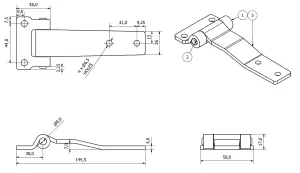 2 Pack Heavy Duty 145mm Strap Hinge Locker Door Hatch Zinc Plated 4mm Thick