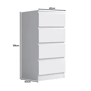 4 Drawer Chest Of Drawers Matt White Bedroom Furniture