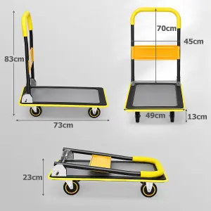 Costway Folding Push Cart Dolly Moving Hand Truck Rolling Flatbed Platform Cart 150KG